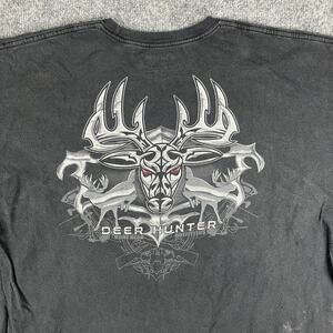 Bonehead Outfitters Men's Black Graphic T-Shirt XXL Deer Hunter Cotton Casual